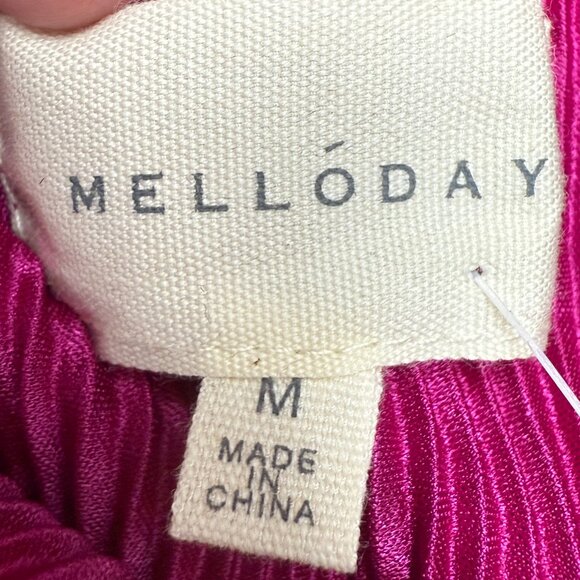 NWT Women's MELLODAY Cap Sleeve Belted Plissé Dress Raspberry | Size M - Picture 14 of 15